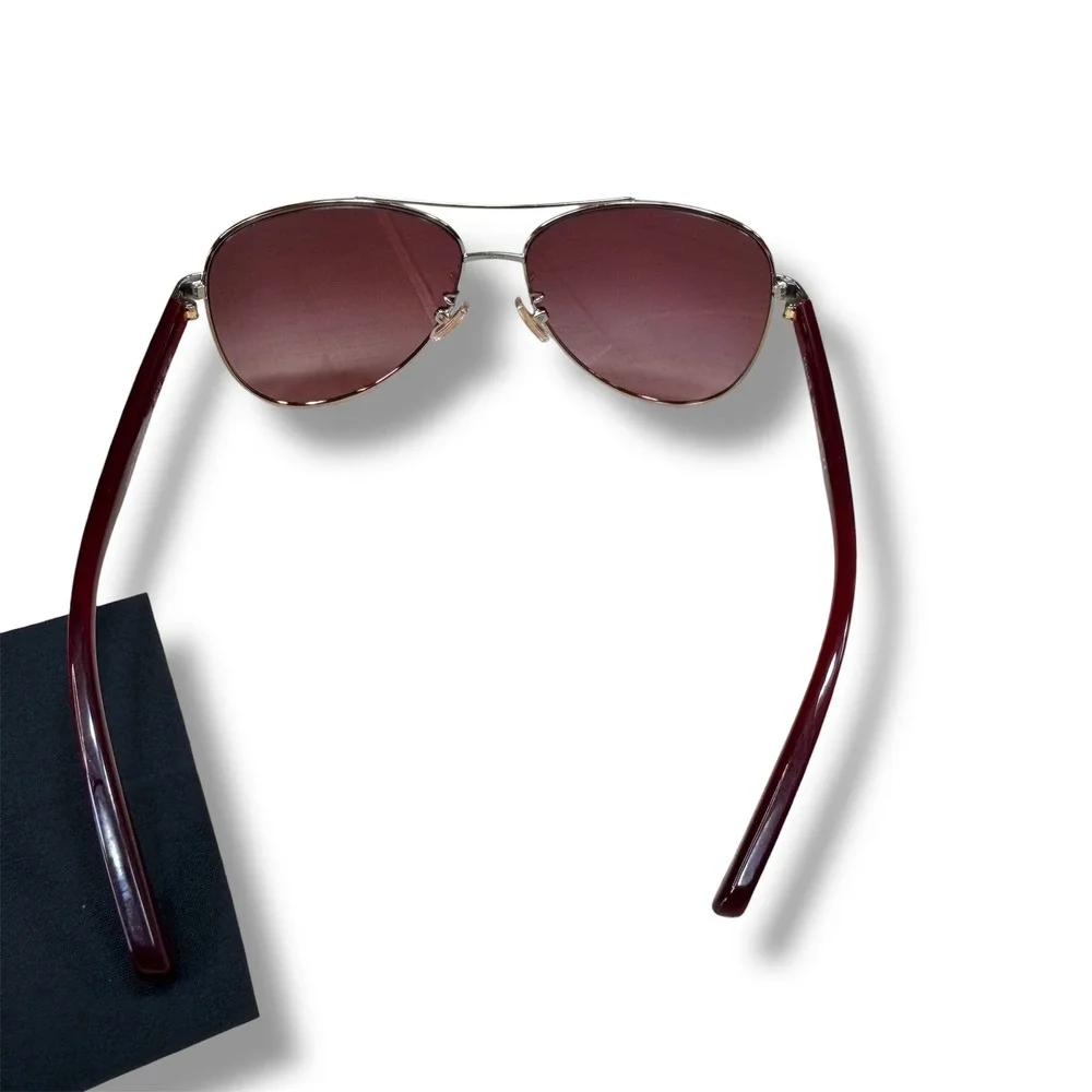 Coach HC7077 Aviator Pilot Sunglasses Shiny Light Gold Burgundy 58 14 140 90058H - Picture 3 of 8
